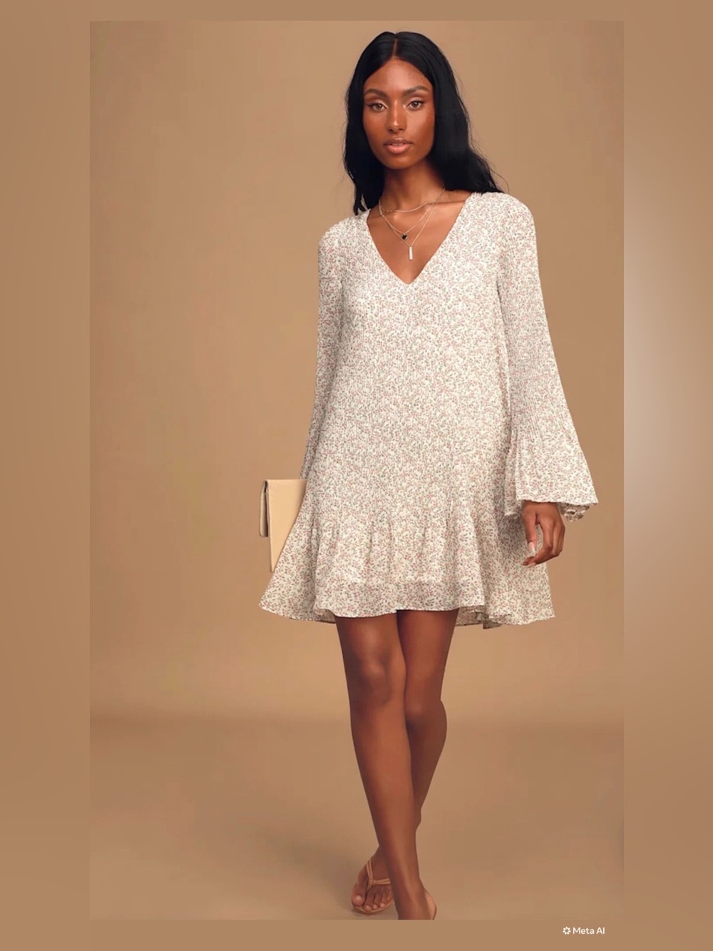 Lulus Isn’t that Sweet? Ivory Floral Pleated Swing Dress